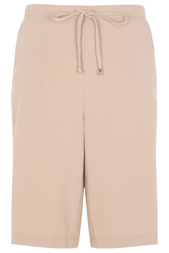 Plain Tie Waist Textured Shorts